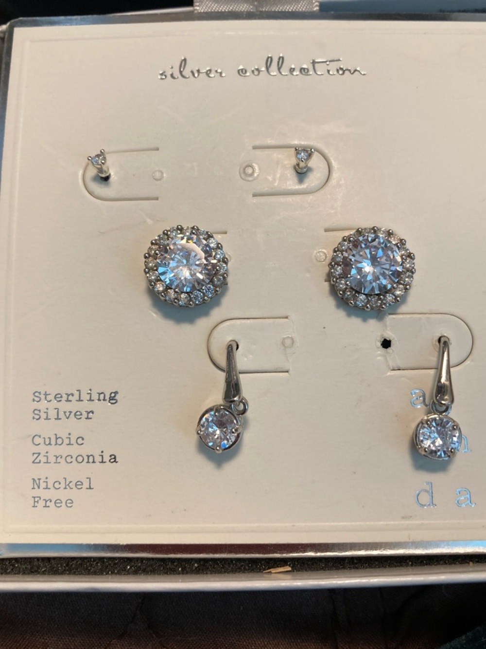 3 pair of new sterling silver and CZ earrings